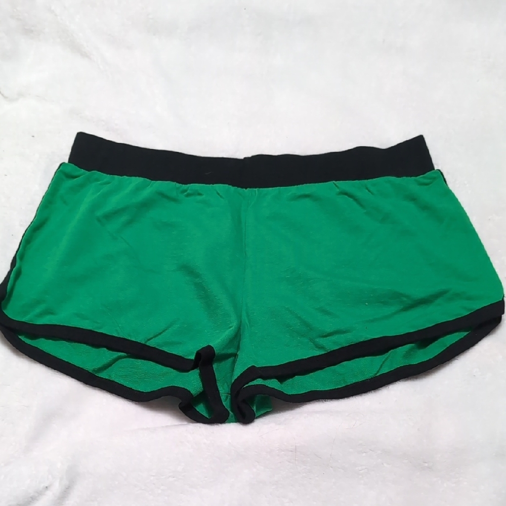 Green Women's Shorts With Four Leaf Clovers On The Back